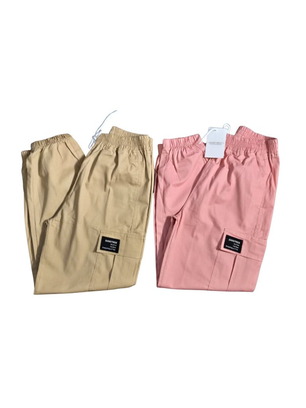 NWT | Sangtree 2-Pack Boys' Cotton Cargo Pants | Khaki & Pink | Size 8/10